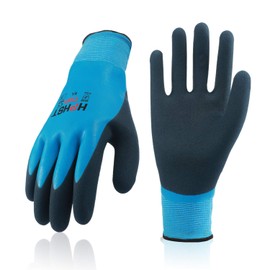 [HPHST] C 2001 Waterproof Work Gloves #15 Grip Double Coated Nylon Gloves with Comfortable Latex Foam, Multi-Purpose (Medium)