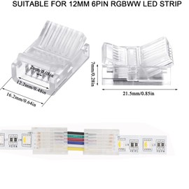 YUTOKEER LED Connector - 6 Pin RGBCCT 12mm LED Strip to Strip Connector Solderless Adapter Connector Extension Port H-shaped Connectors for 12-24V LED Light (Pack of 5)