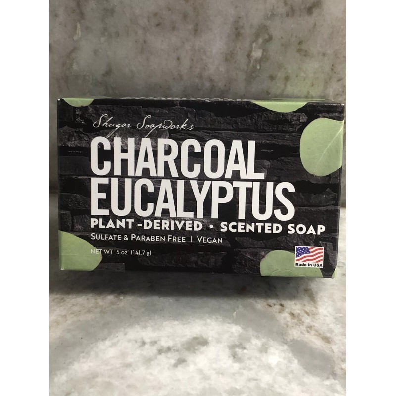 Sugar Soap Works Charcoal Eucalyptus Plant-Derived. Scented Soap:5oz-Vegan