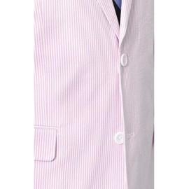 Emigre 56L Men's 100% Cotton Pink Striped Seersucker Suit