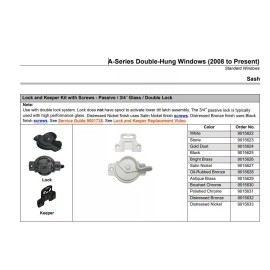 Andersen 9105609 A Series Stone Sash Lock & Keeper Double Hung Windows (2008 on)