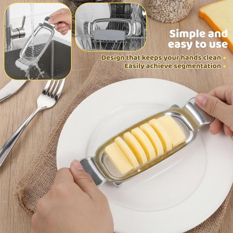 2Pcs Butter & Cheese Slicer Cutter, Stainless Steel Butter Cutter