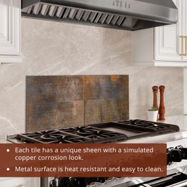 funlife Rusty Industrial Splashback - Oxblood Copper & Steel Patina Splashproof Cladding (14x28.5cm, 1mm)