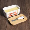 WAIT FLY Fox Ceramic Butter Dish with Bamboo Lid and
