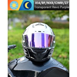 Logto CWR-F1 Shield for RF-1200 Visor X14 NXR RF-SR Z7 Motorcycle Helmet Visor Replacement Sun Protection Anti-Scratch, Universal (Transparent Revo Purple)