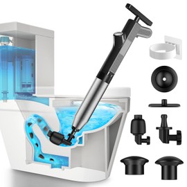 TheElves Air Plunger for Toilet – High Pressure Plunge Blaster, Stainless Steel Pressure Clog Remover for Bathroom, Floor Drain, Shower, Sink, Bathtub-Black