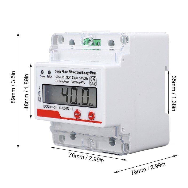 Electricity Meter 4P LCD Display Multifunctional RS485 Single Phase Bidirectional