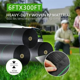 mychoiii 6ft x 300ft Weed Barrier Landscape Fabric Heavy Duty Premium 3.5oz PP Ground Cover Weed Barrier Weed Blocker Fabric Commercial Grade Underlayment Geotextile Fabric for Construction Projects