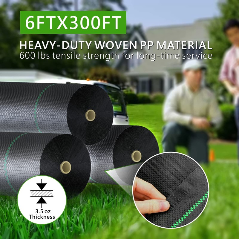 6ft x 300ft Weed Barrier Landscape Fabric, 3.5oz Heavy Duty