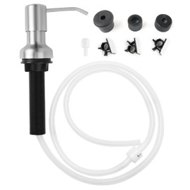 Soap Dispenser for Kitchen Sink, Sink Soap Dispenser with Longer Threaded Shaft Shank, 47" Extension Tube Connects Directly to Dish Soap Container, Wider Pump Head Base （Brushed Nickel）