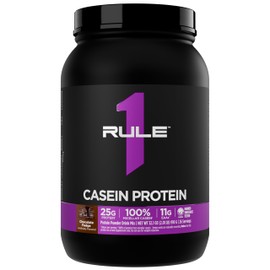 Rule 1 Casein Protein - 25g Protein and 11g EAAs Per Serving from Slow-Release Micellar Casein for Overnight Recovery and Sustained Delivery Between Meals (2 Pounds*, Chocolate Fudge)