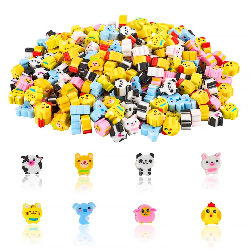 FOIMAS 300pcs Mini Animal Erasers,Assorted Pencil Eraser for Kids Classroom