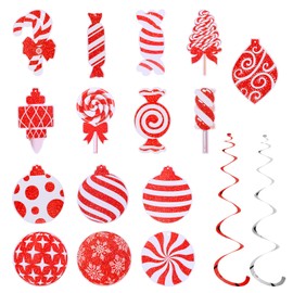 30PCS Ceiling Christmas Decorations, Christmas Hanging Foil Swirl Decorations, Ceiling Decorations Xmas Ceiling Decor Christmas Ceiling Hanging Decorations for Christmas Holiday Party Supplies
