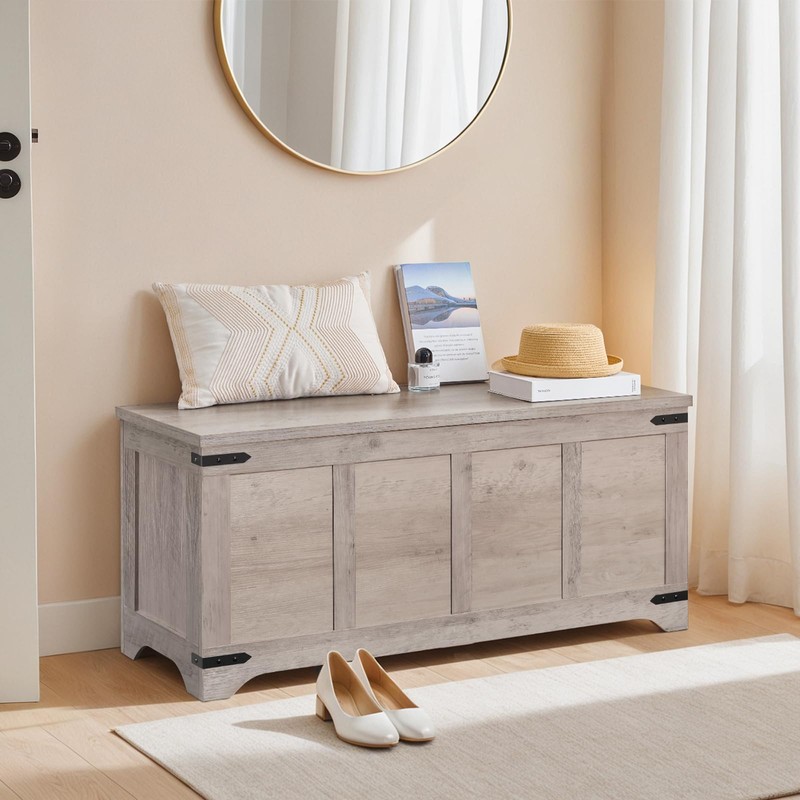 MAHANCRIS Storage Chest, 43.3" Storage Trunk with 2 Safety Hinges,