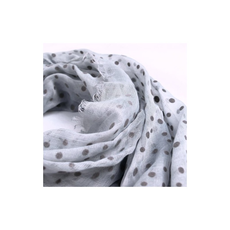 Premium Long Solid Color Dolka Dot Frayed Edge Scarf, Gray