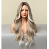 VEBONNY Ash Brown Wig, Brown Ombre, White Blonde Wigs with