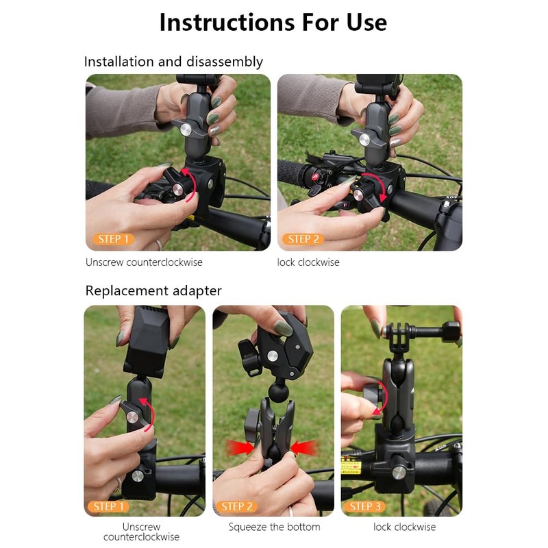 Motorcycle Mount Kit (2-Pack) for Insta360 X5 X4, Pole Clamp