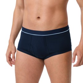 ShieldEase Washable Incontinence Underwear for Men - Cotton Leakproof Briefs with Fly, Front & Rear Urinary Leak Proof Panties, 150ml Absorbency (Blue, M)