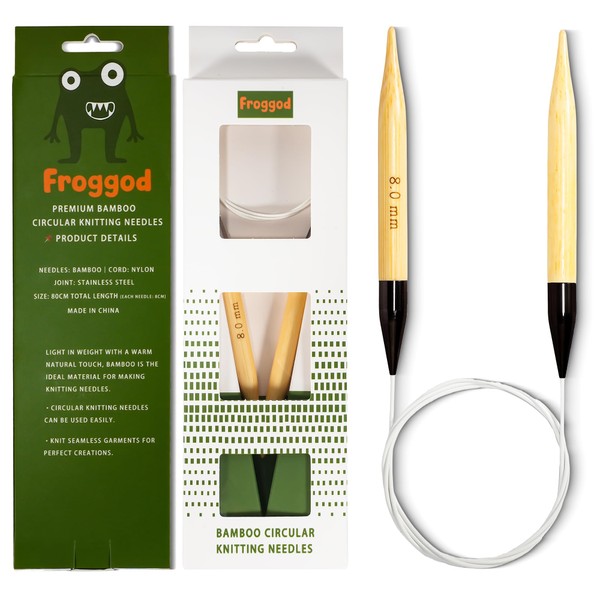 Froggod 3.15-inch (8cm) Bamboo Circular Knitting Needles – 31.5-inch Length,