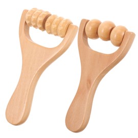 Wooden Massage Roller 2pcs Handheld Full Body Ball Roller Ease Muscle Tension for Back Neck Foot Calf Leg Arm Muscle