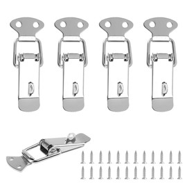 Ruayia Set of 4 Stainless Steel Tension Latches, 56 mm with 24 Screws, Box Closure, Lever Lock, Cap Lock, Tension Latch, Small for Boxes, Drawers, Cupboards