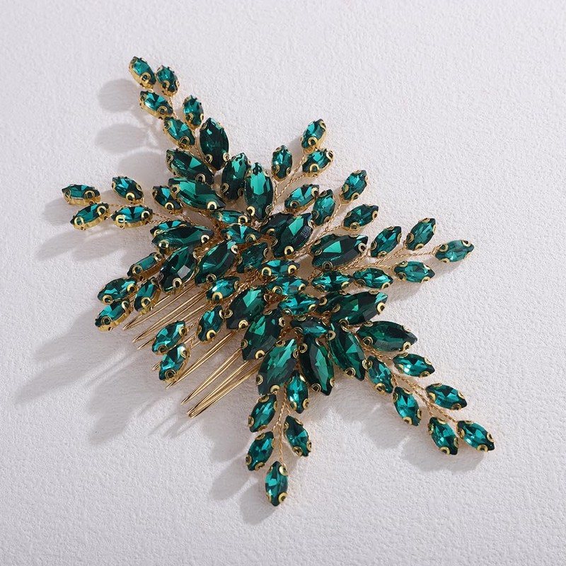 Rumtock Handmade Green Crystal Hair Comb for Wedding Brides Women