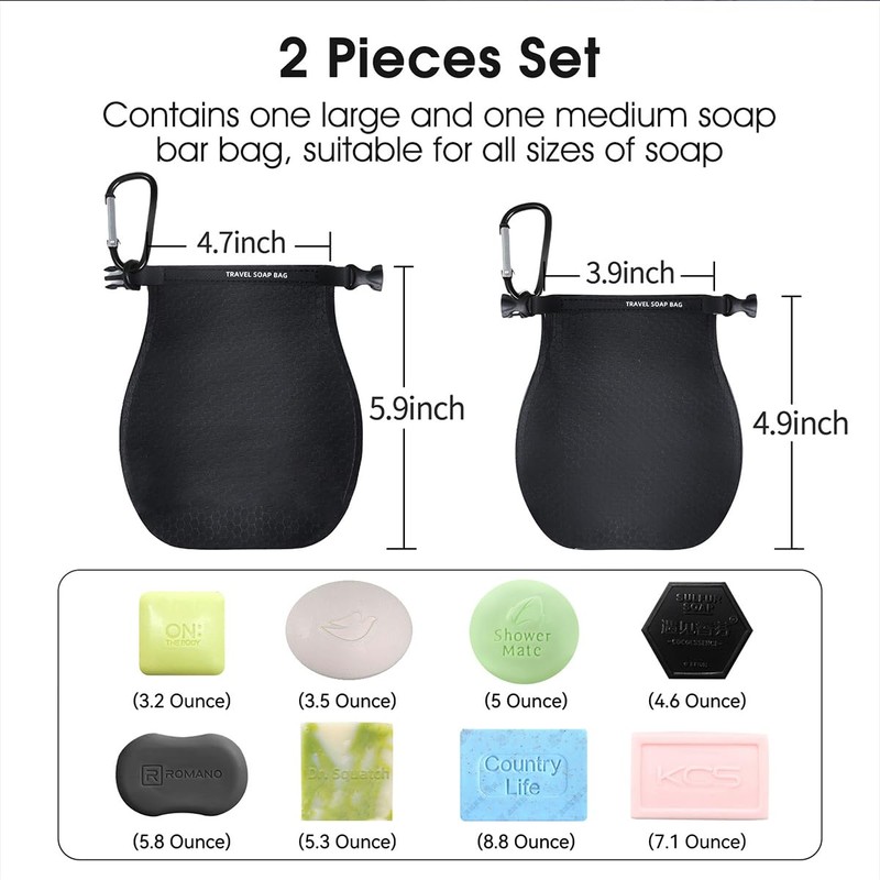 2 Pack Soap Travel Case Container, Portable Soap Bag Travel