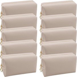 Paquete de 10 bolsas de maquillaje de piel sintética impermeable, bolsa de aseo portátil, bolsa de maquillaje de viaje con cierre para niñas y mujeres