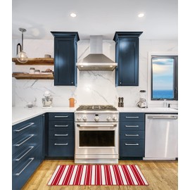 Nautica – Runner Rug | Indoor Runners for Hallways and Entry Rugs| Non-Slip and Non-Skid Entry and Kitchen Door Mat| Machine Washable Entryway Carpet Rugs |26” x 60” | Stripe Red