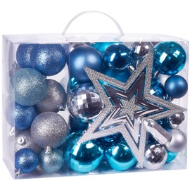 Brubaker, 50-Piece Christmas Baubles Set With Tree Topper - Artificial Christmas Decorations