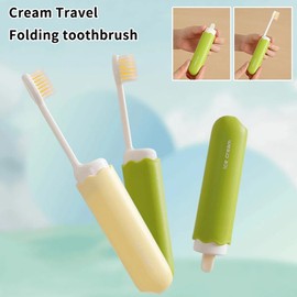 ARFUKA Foldable Travel Toothbrushes Medium Soft Bristles with Case Reusable Dental Oral Care Essentials for Travel, Camping & On-The-Go Pack of 3
