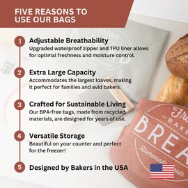 ModKitchn Reusable Bread Bags for Homemade Breads – 2-Pack XL Sourdough Bread Bags | Keeps Sourdough Fresh for a Week | Freezer Safe Reusable Container Storage for Sour Dough and Artisan Loaves