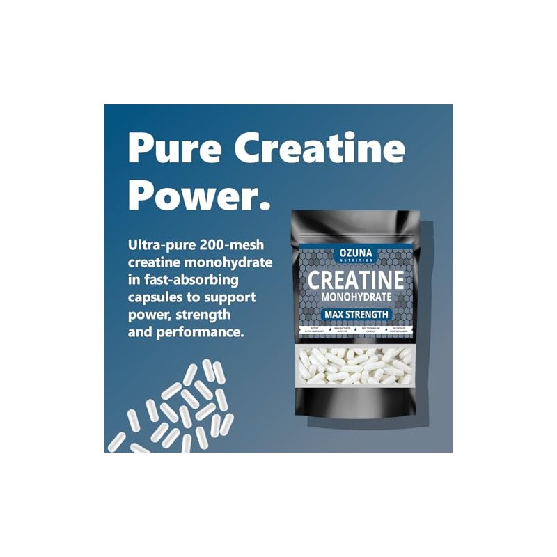 Creatine Monohydrate 3000mg | 60 Vegan Capsules | Micronised for