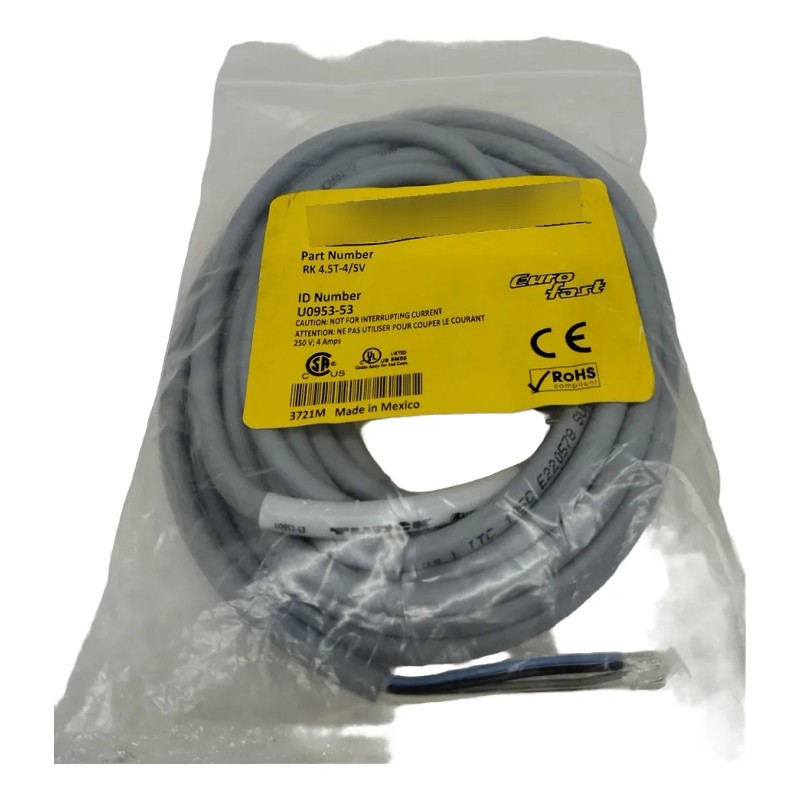 Cable Turck Turck Rk 4.5t-4/sv U0953-53 Hembra M12 5 Hilos