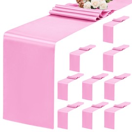 10 Pack Pink Table Runner,Satin Table Runners, 12 x 72 Inch Silk Table Runners for dining Table,Pink Table Runners for Wedding,Birthday Banquets Engagements Party Decoration