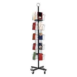 DreamRcoach 20 Pockets Rotating Greeting Card Rack, 4 Tier Metal Rotating Card Display Stand, Card Display Stand, Spinning Greeting Card Holder for Grocery Stores Retail Floor Showcase, Black
