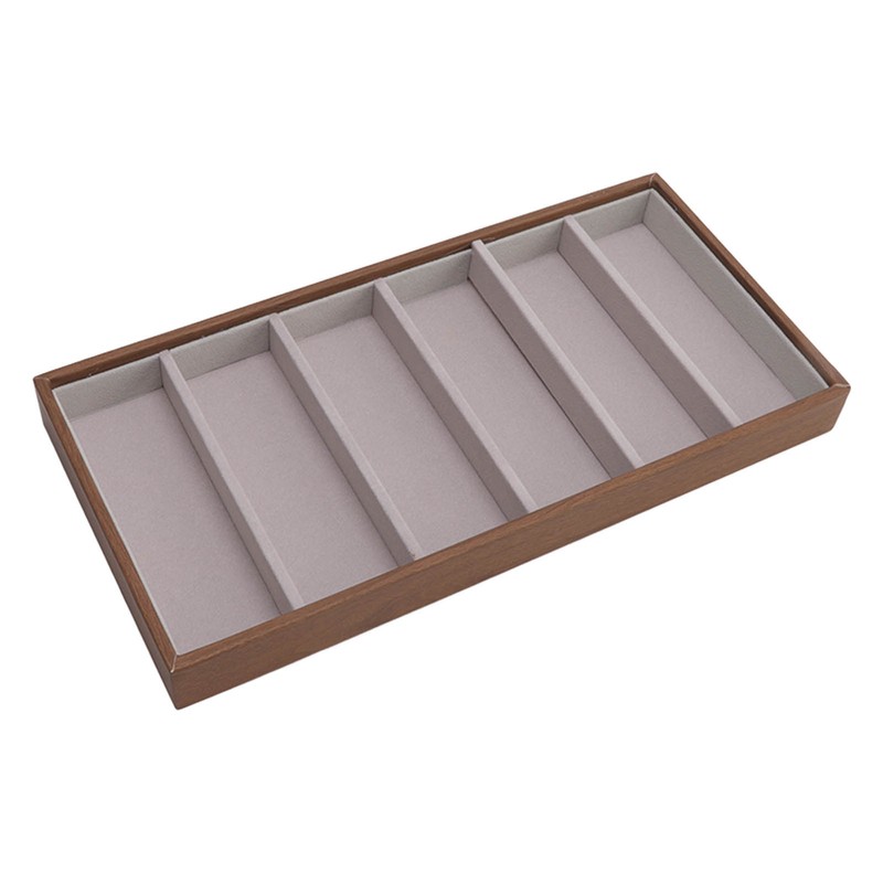 Eyeglass Display Organizer Wood Grain 6 Compartments Glasses Display Tray