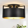 Black Semi Flush Mount Ceiling Light, 15'' Modern Farmhouse Hallway