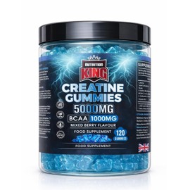 Creatine Gummies 5000mg Per Serving – BCAA 1000mg + Vitamin B12 – Sugar-Free Creatine Monohydrate Gummies – Energy, Strength & Recovery Support – Vegan Friendly – 120 Gummies (Blueberry)