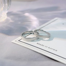 Nicoiro NSPR180 Pair Ring, Frosted, Made by S925, Matching Couple, Silver, No Gemstone