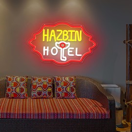 Hazbin Hotel Neon Signs for Wall Decor Dimmable Led Hazbin Hotel Light Signs Hazbin Anime Hotel Neon Signs for Game Art Room Coffee Bedroom,Hazbin Hotel Merch for Birthday Christmas Gift