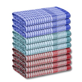 A & B TRADERS Wonderdry Tea Towels Kitchen Pack of 10, Cotton Absorbent Long Lasting Catering Bar Dish Towel (Mix Pack of 10)