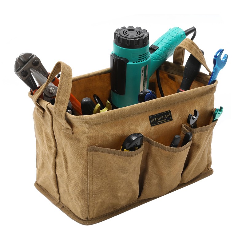 Denifiter Tool Bag, Heavy Duty 16 Oz Waxed Canvas Tool
