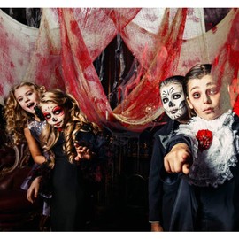 SHATCHI 2Pcs Blood Stained Tablecloth - Gauze-Printed Design for Spine-Tingling Scene - Parties Decor - Durable Fabric Indoor Outdoor Use - 152cm x 213cm - Embrace the Spirit of the Season