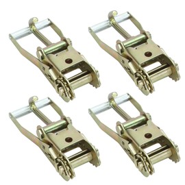 Gooeap 4 Pack 2" Ratchet Steel with Finger J Hook Tie Down 11,000 lbs Breaking Strength for Heavy Duty Tow Truck Trailer