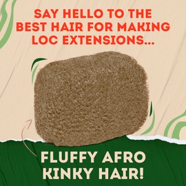 Locsanity Afro Kinky 100% Bulk Natural Human Hair - Braiding Hair for Dreadlocks, Loc Repair, Dreadlock Extensions, Twists, Braids - 8 Inches Long, 1 Oz