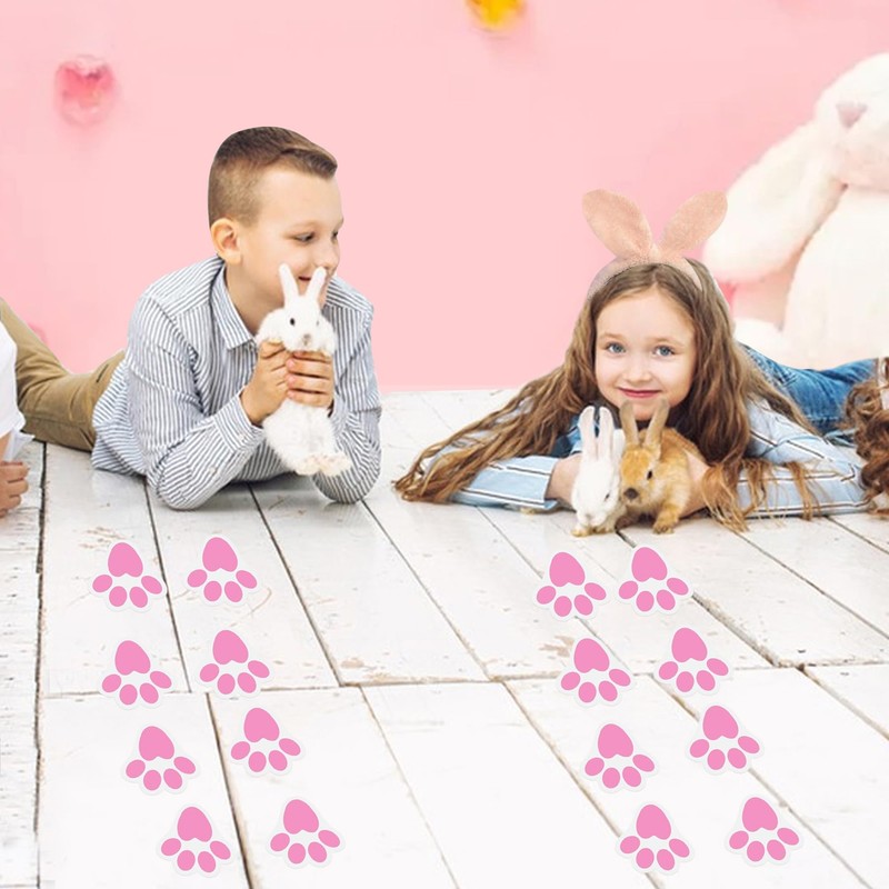Ocosy 24Pcs Removable Easter Bunny Paw Prints Rabbit Paw Print