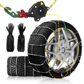 SNOWTEC Snow Chains for Car, Universal Automatic Adjustable Portable tire snow chains With Gloves,Tire Width 185 195 205 215 220 225 235 245 255 275- Set of 3 (HKN100, 13 * 11 * 2.8)