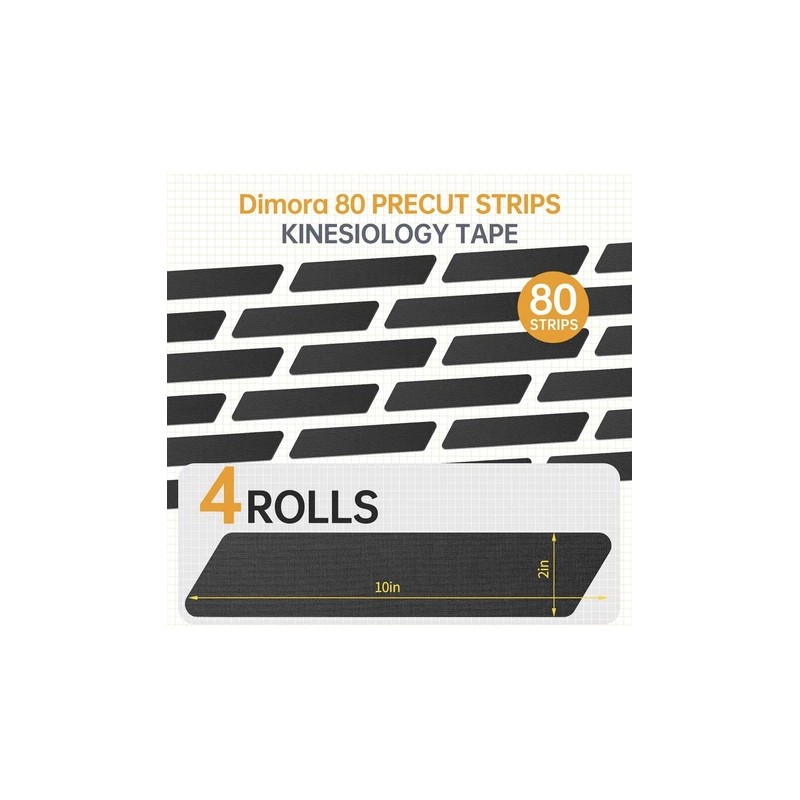 Dimora Kinesiology Tape Pre-Cut 4 Rolls 80ct Athletic Muscle Pain