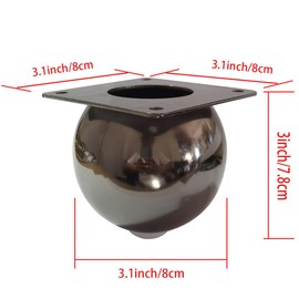 Hyever Black Furniture Legs Round Metal Bun Feet Heavy-Duty Cabinets/Tables/Chairs/Sofa Feet, with Rubber Base Set of 4,Heavy Duty DIY Replacement Couch Legs(Black 1)